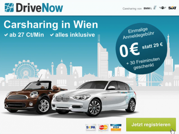 Drive Now gratis Registrierung Österreich